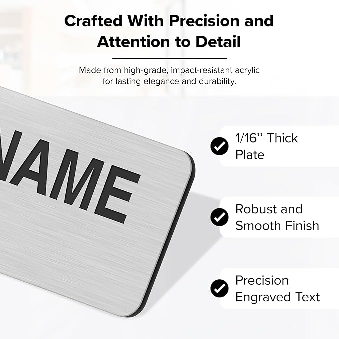 Name Tag, Magnetic Brushed Aluminum Name Tags, Personalized Name Tags, 1.5x3 - Image 3