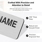 Name Tag, Magnetic Brushed Aluminum Name Tags, Personalized Name Tags, 1.5x3 - Image 3