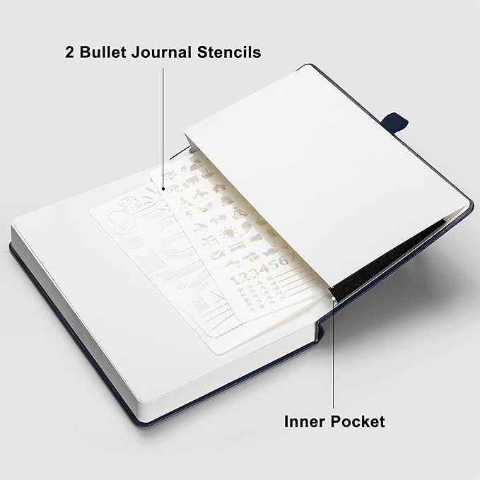 RETTACY Bullet Dotted Journal Notebook, 256 Pages, A5 Medium Size, Leather - Image 7