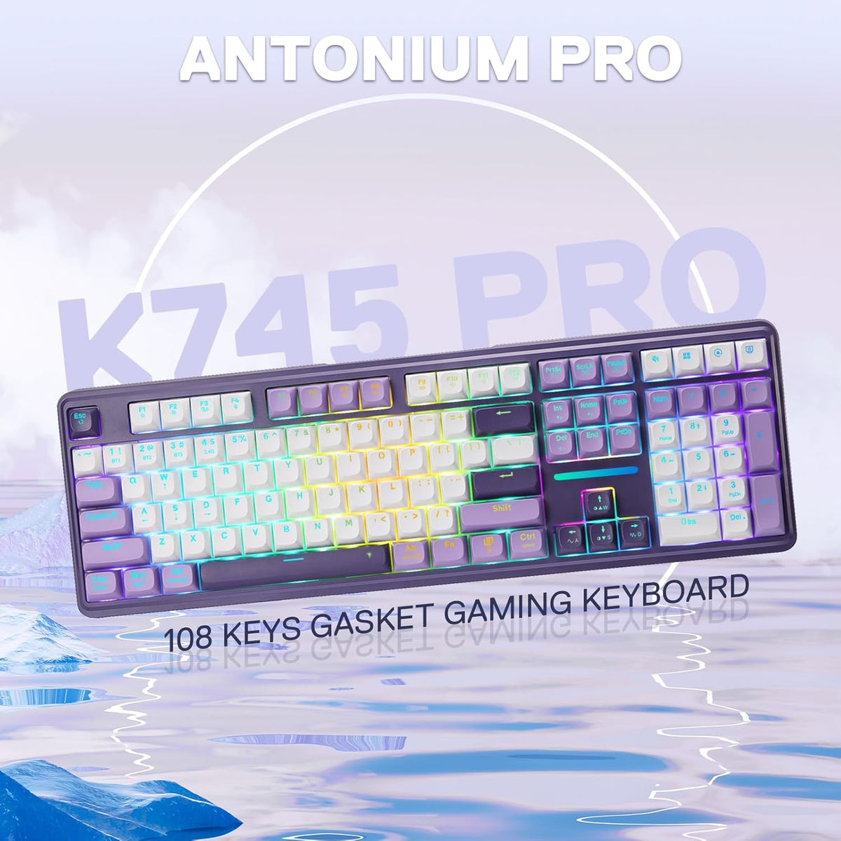 Redragon K745 PRO Wireless 108-Key Gasket RGB Gaming Keyboard, 4 Hotkeys