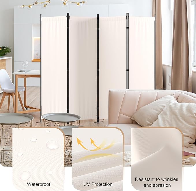 Kecreque Room Divider 4 Panel Partition Room Dividers & Folding Privacy Screens - Image 5