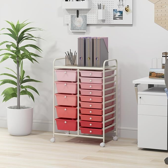 GLACER 15 Drawers Rolling Cart, Storage Cart - Image 2