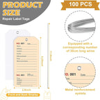 100 Pack Red Repair Tags with Wire Rope Service Repair Tags Numbered with Wire - Image 2