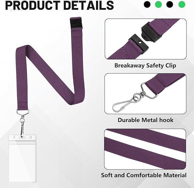 24-Pack Dark Purple Breakaway Lanyards - Image 4