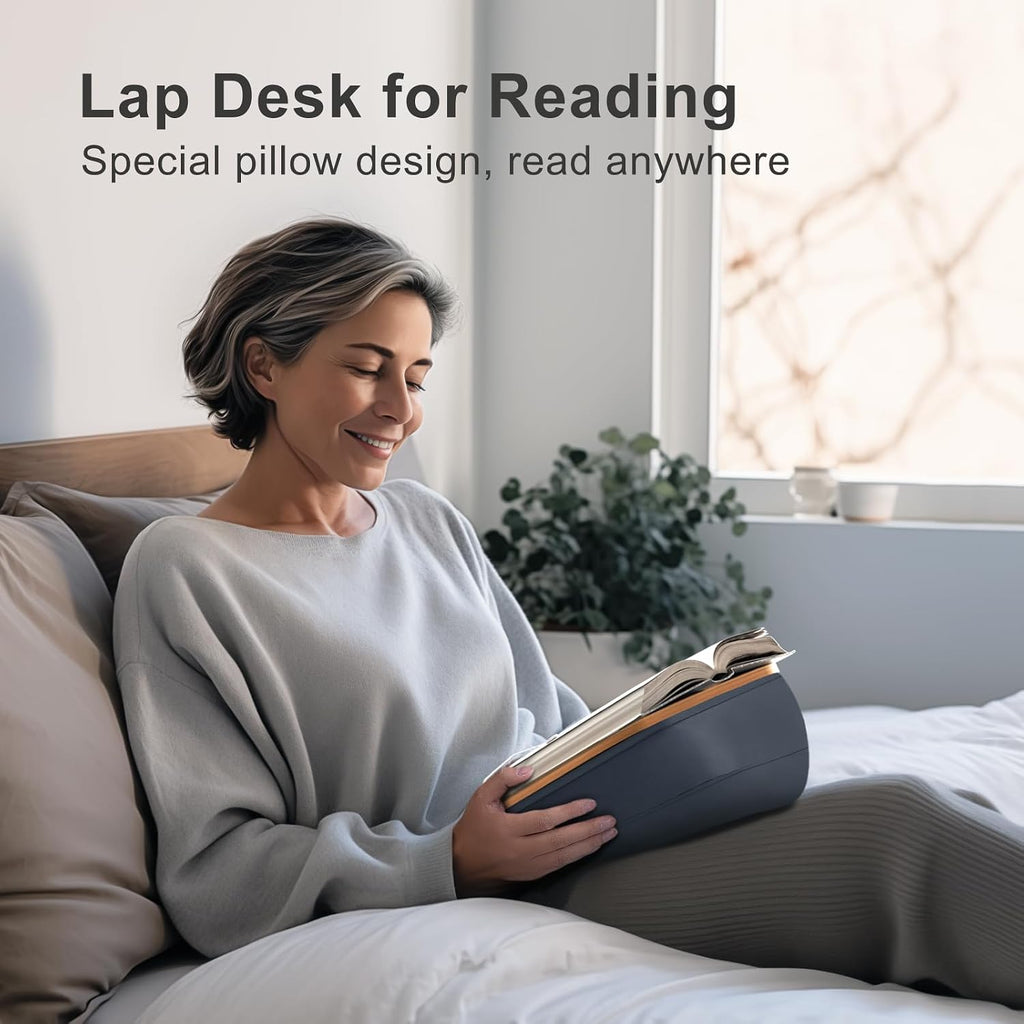 ERGONOV Lap Book Stand for Hands Free Reading Comfortable Pillow Stand | Minimize Neck Strain Perfect Idea for Book Lovers in Dorm Room or Anywhere Else with Bookseat(Gray)