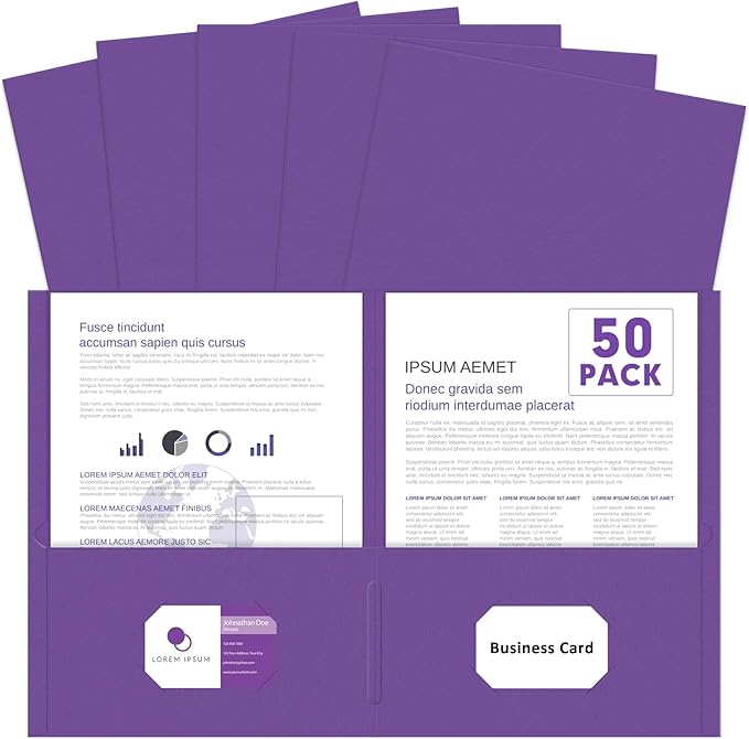 Two Pocket Folders, PANDRI 50 Pack 2 Pocket Folders, Letter Size Paper File by PANDRI