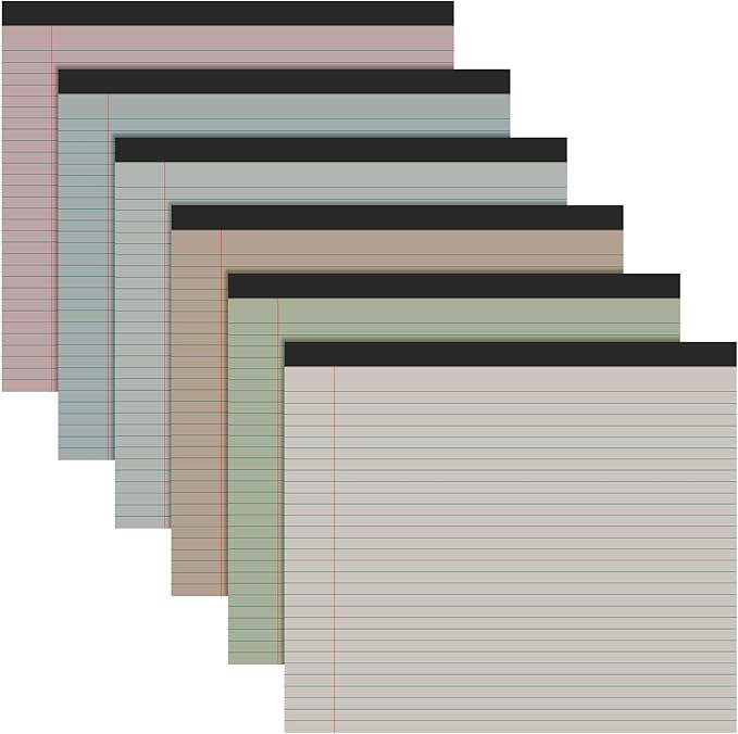 Lincia 6 Pcs 11" x 9.5" Legal Pads College Ruled Notepad Landscape Notebook by Lincia