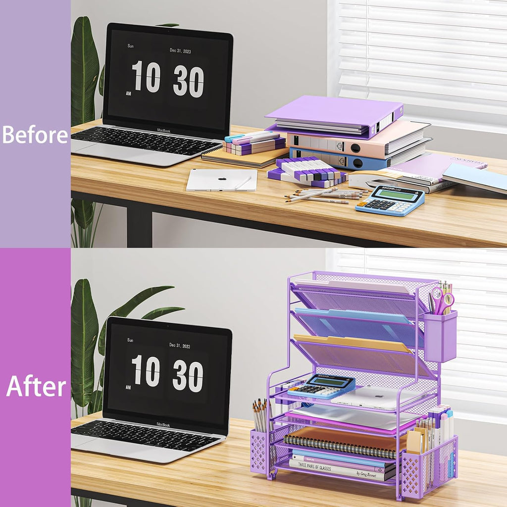simple trending 7 tier desk file organizer, letter showing dimensions