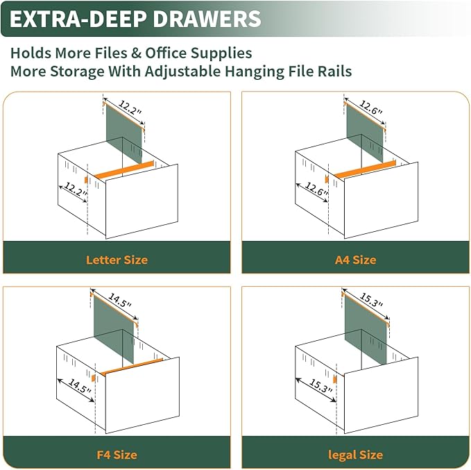 TEEALUBAN 3 Drawer File Cabinet - Image 7