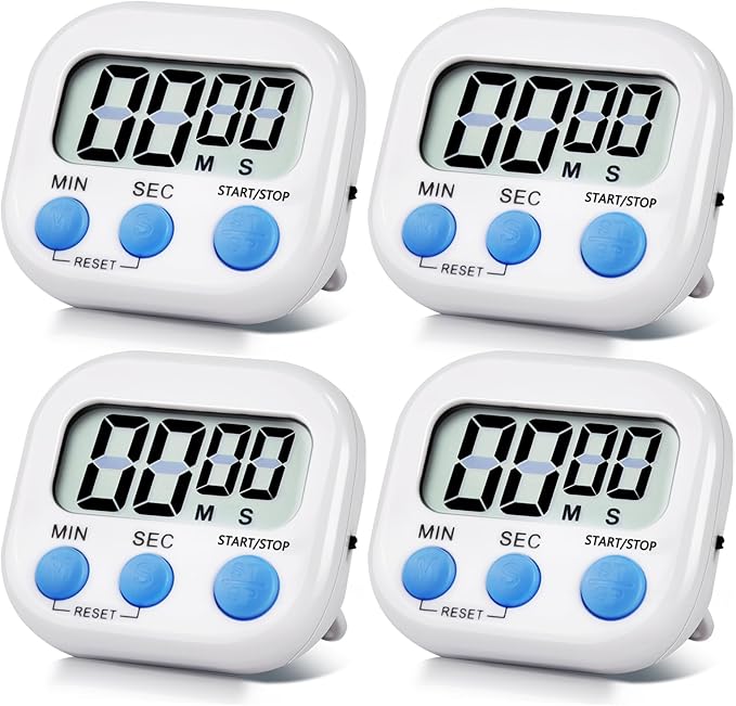 4 Pack White Digital Kitchen Timer Magnetic Digital Timer by Unknown