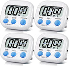 4 Pack White Digital Kitchen Timer Magnetic Digital Timer by Unknown