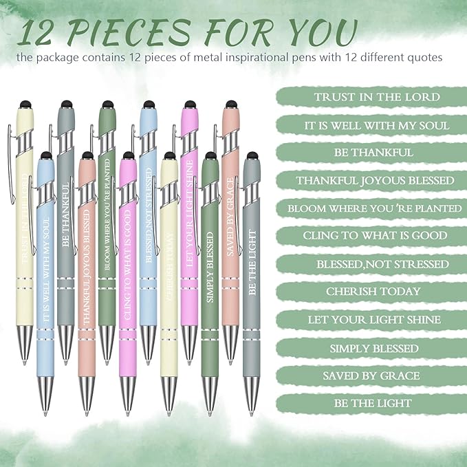 Zonon 12 Pcs Inspirational Pens Bulk Funny Ballpoint Pen - Image 2