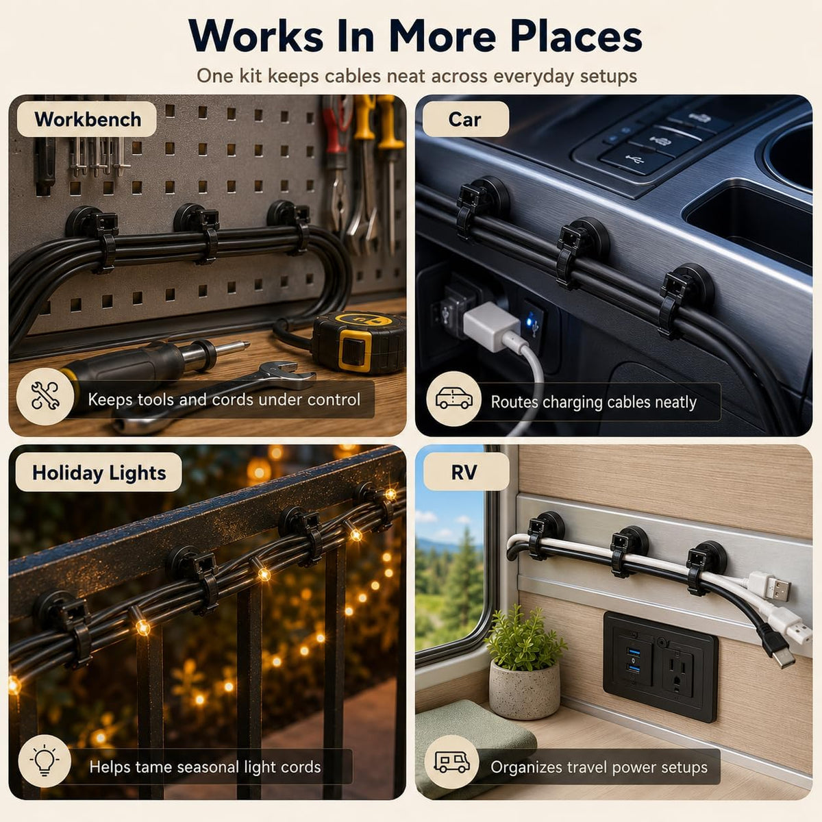 Magnetic Cable Zip Tie Mounts, 50 Pcs Magnets with 200 Pcs Cable Zip Ties, Mu...