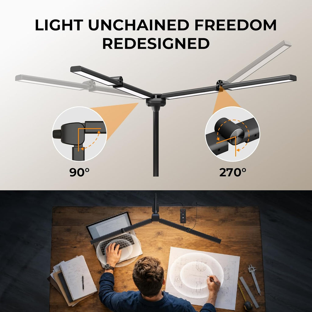 led desk lamps for home office, adjustable swing shown in use