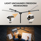led desk lamps for home office, adjustable swing shown in use