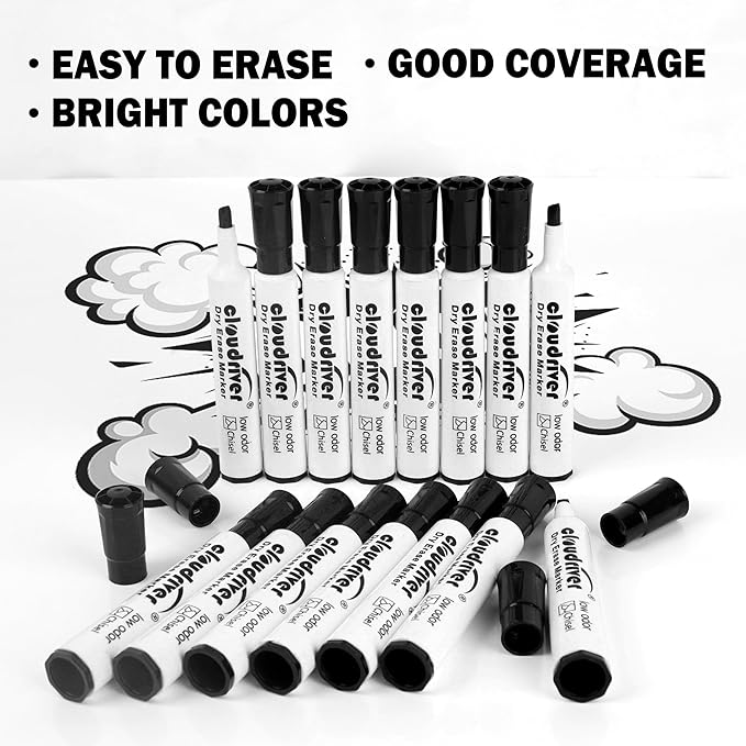 cloudriver Low Odor Dry Erase Markers Tank Style, Chisel Tip, Bulk Dry Erase - Image 5