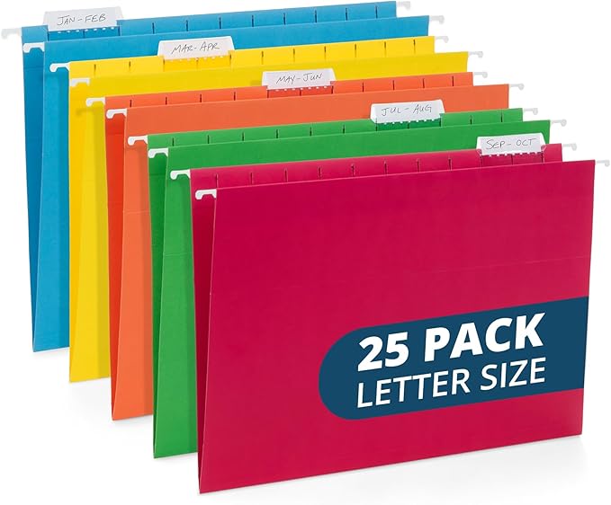 Blue Summit Supplies 25 Colored Hanging File Folders Letter Size by BlueSummitSupplies
