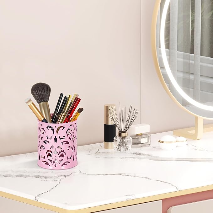 EasyPAG Pink Pen Holder for Desk, 2 Pack Round Pen Organizer, Brush Holder for - Image 6