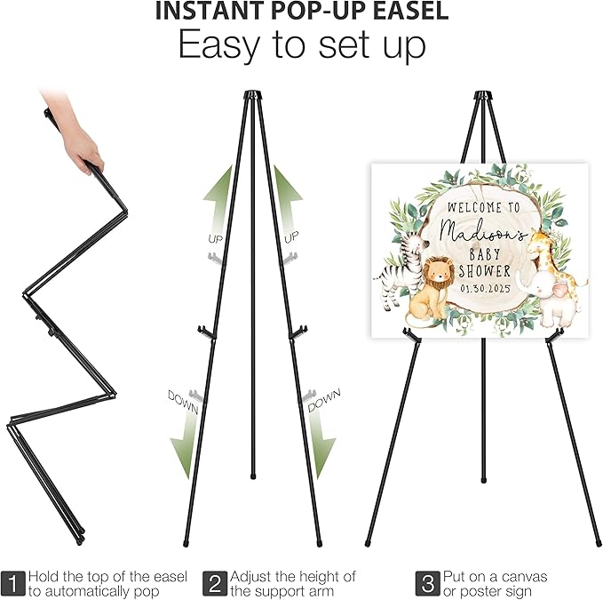VAIIGO 63" Easel Stand for Wedding Sign Poster Display Easel Floor Adjustable - Image 8