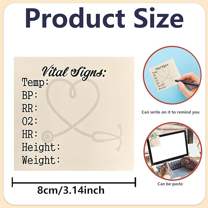 4 Pack Nurse Sticky Notes for Vital Signs – Daily Monitoring Notepad, Patient - Image 6