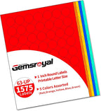 Gemsroyal 1 Inch Colored Round labels Printable, Colorful 1in Small Round by Gemsroyal