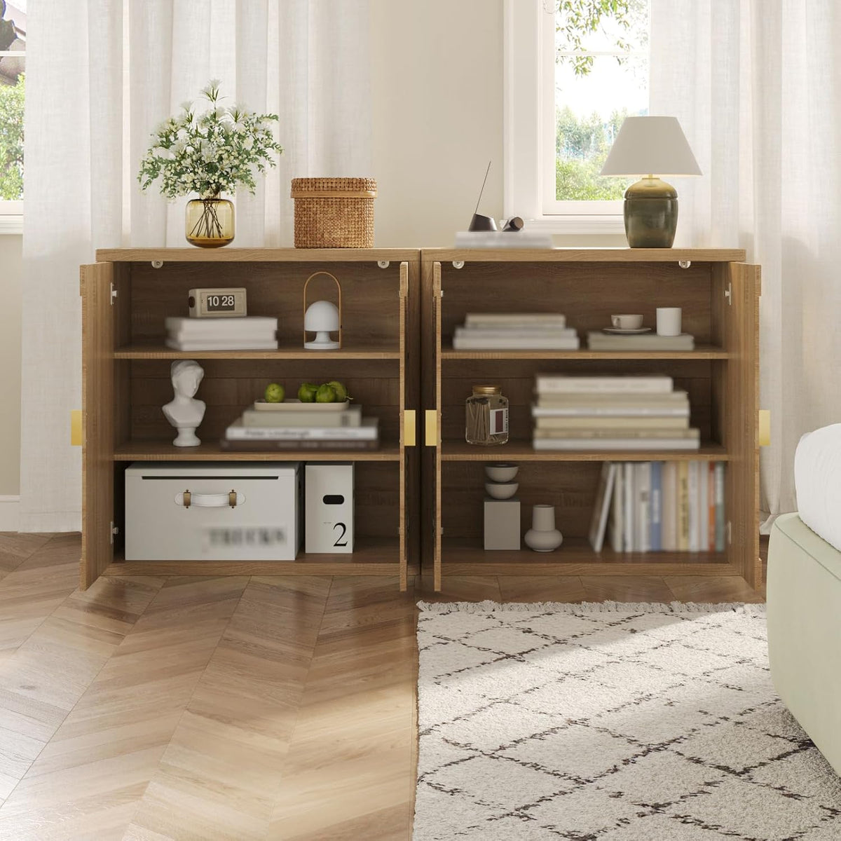 31.5" Fluted Sideboard Cabinet with Shelves & Soft-Close Doors(3,Lig...