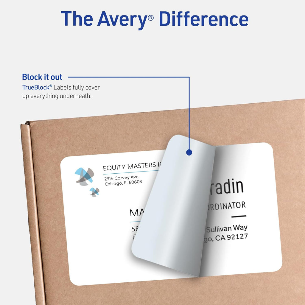 Avery Half-Sheet Printable Shipping Labels, 5.5" x 8.5" Customizable Stickers, White, 20 Blank Mailing Labels, Great for Mailing, Shipping, Organizing, and More (18126) (Pack of 5)