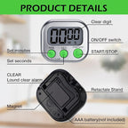 Leumoi 24 Pcs Digital Kitchen Timers Magnetic Back Timers Bulk Large Screen - Image 3