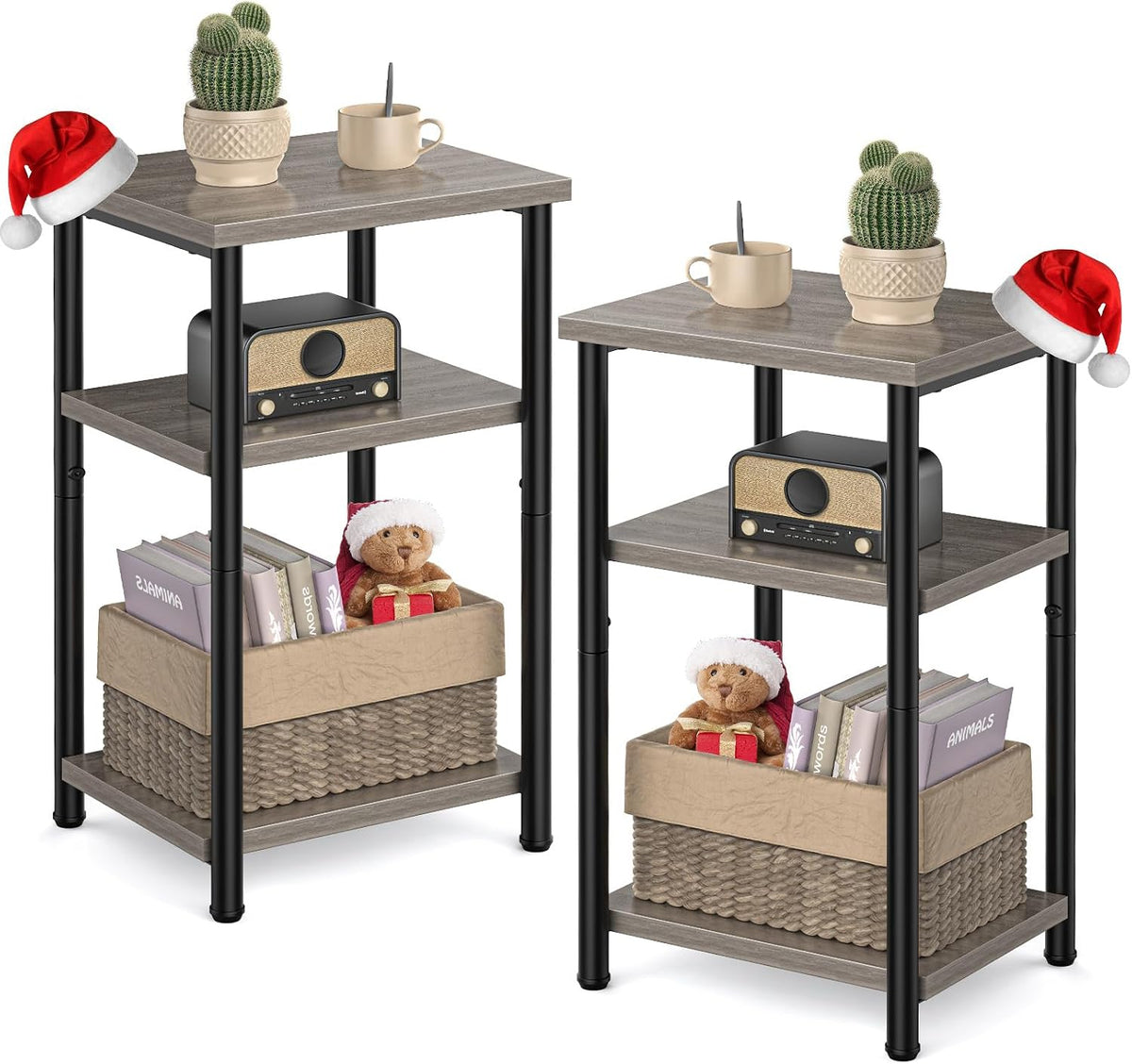 OLIXIS 3-Tier Small Side Tables for Small Spaces, End Tables Set of 2