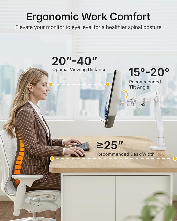 monTEK Heavy-Duty Monitor Arm for 17-57" Ultrawide Curved Screen, Supports up - Image 3