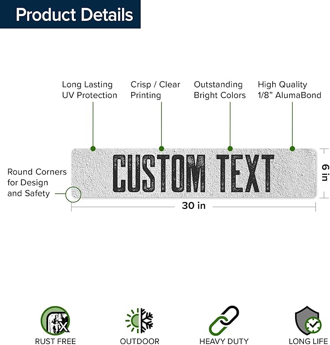 Custom Sign, Custom Street Sign, 11 Font Colors, 13 Font Styles, 4 Hole Options - Image 6