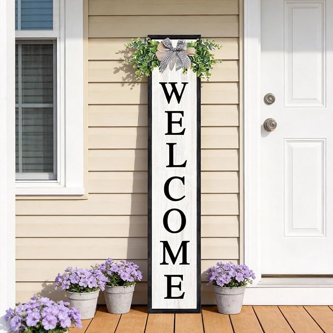 Double-sided Welcome Wooden Sign Stand - Image 4