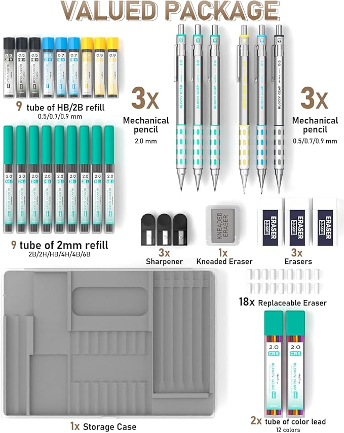 Nicpro Blocky Gear Art Mechanical Pencil Set - Image 7