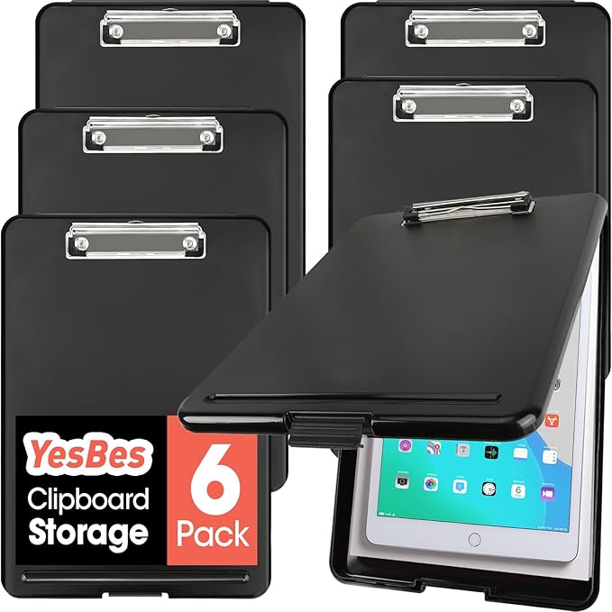 6 Pack Clipboard with Storage, High Capacity Storage Clipboard 8.5 x 11 with by YesBes
