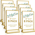 Smarpau Acrylic Gold Sign Holder 5x7, 8 Pack Table Number Holders, Double-Sided by Smarpau