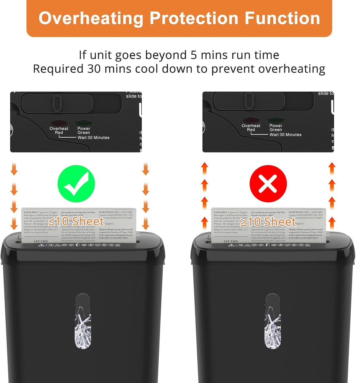 Home Office Paper Shredder,Woolsche 10-Sheet Strip Cut with 3.17-Gallon Baske...