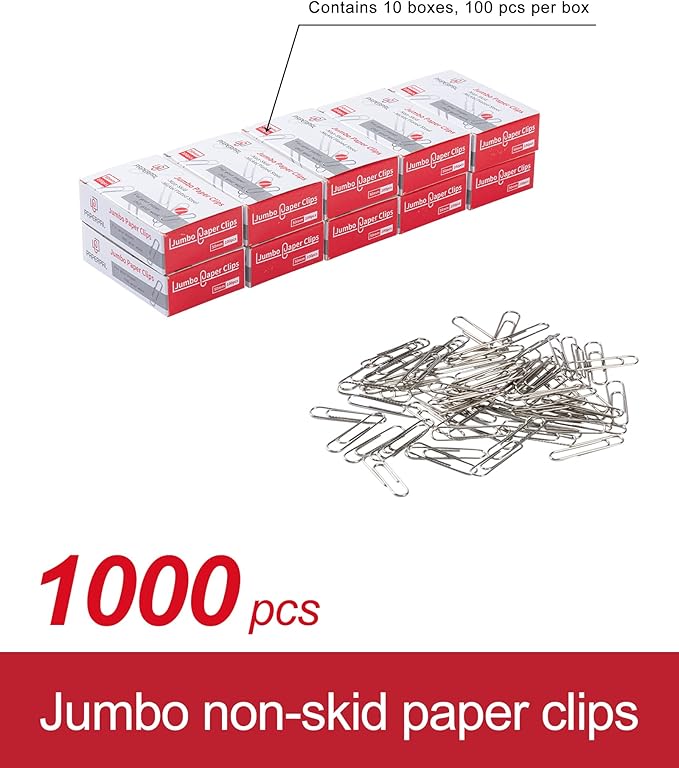 PAPERPAL Paperclips for Office School & Personal Use, Jumbo Nonskid Paper Clip - Image 3