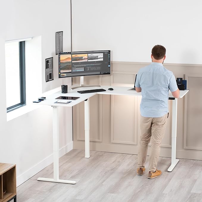 VIVO Electric Corner 75 x 63 inch L-Shaped Standing Desk, Memory Height - Image 2