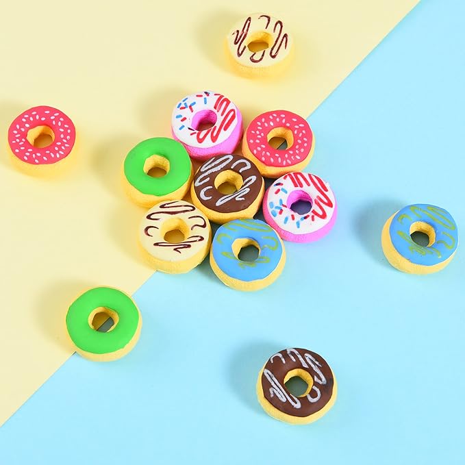 Donut Erasers for Kids, 24 Pieces 3D Cute Food Puzzle Mini Eraser, Cool Fun - Image 6