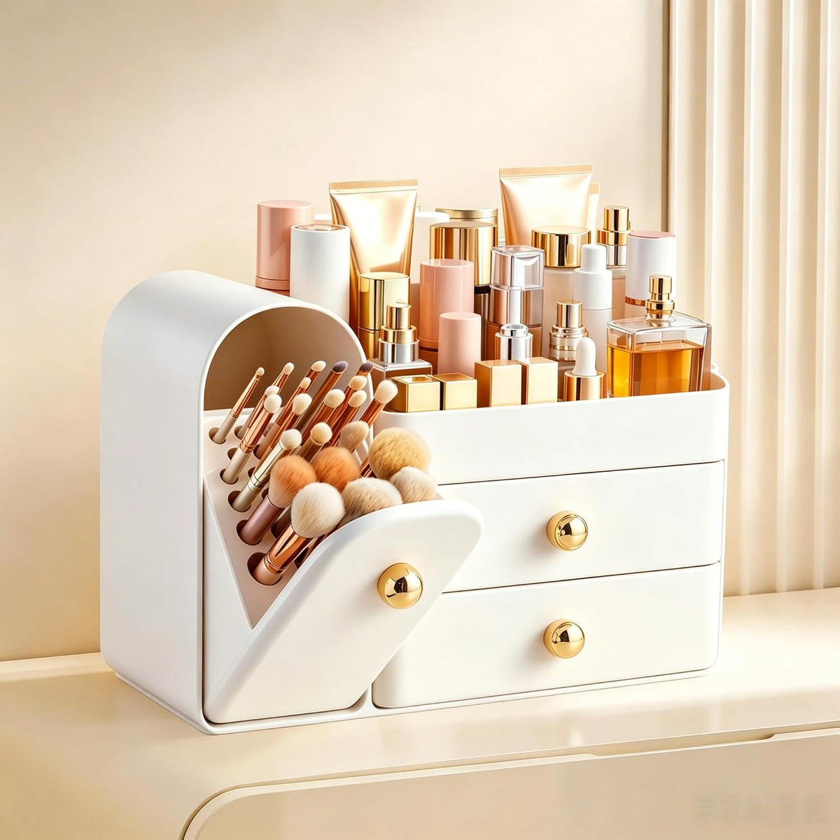 HBlife Makeup Organizer Countertop with Drawers, Vanity Organizers with Brush...
