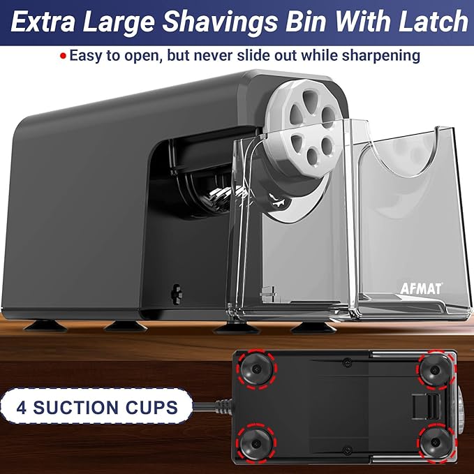 AFMAT Electric Pencil Sharpener Heavy Duty, 6 Holes, Auto Stop Pencil Sharpener - Image 6