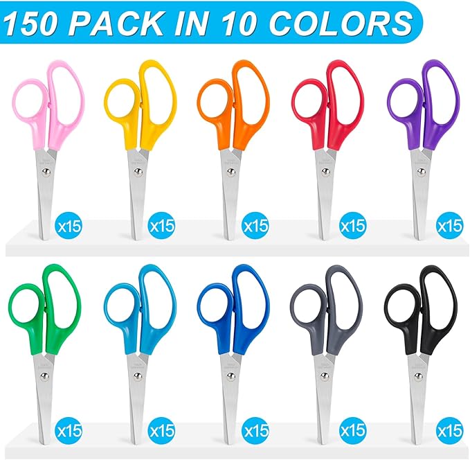 Toidgy 150 Packs Kids Scissors, 5 Inch Scissors Bulk - Image 2