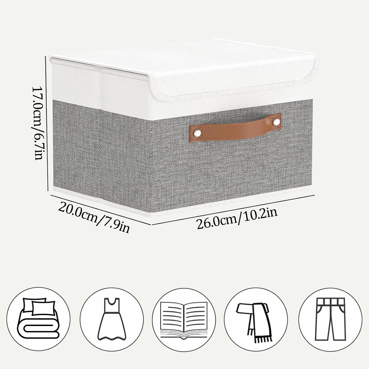 OUTBROS Storage Bins with Lids, White/Grey, 5 Pack 10.2 x 7.9 x 6.7in
