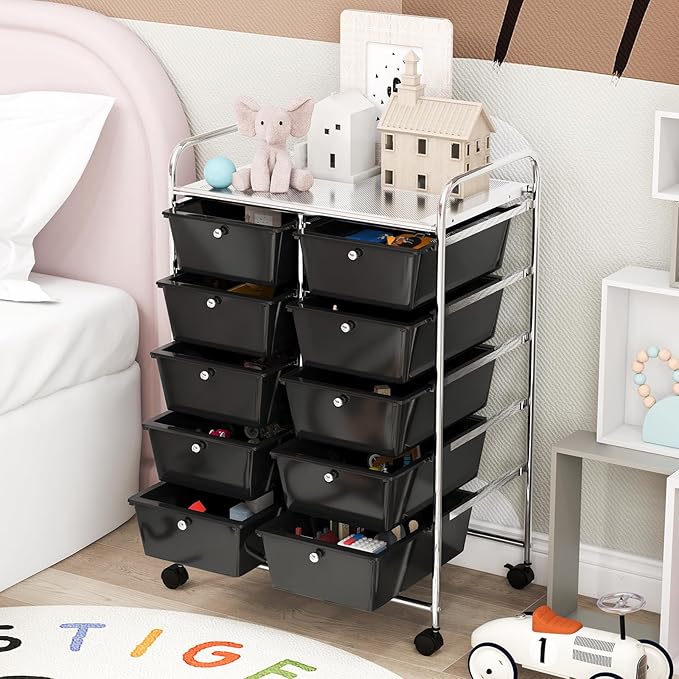 GOFLAME 10-Drawer Rolling Storage Cart, Art Craft Storage Organizer on Wheels - Image 7