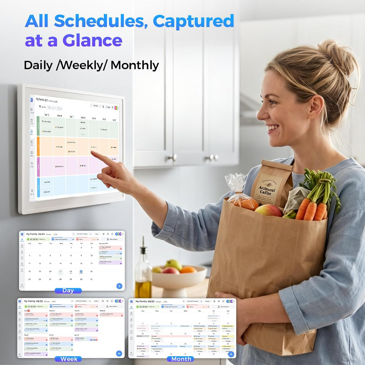 Digital Calendar 15.6 inch Wall Planner Electronic Calendars & Chore Char...