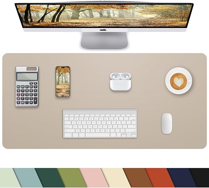 Leather Desk Pad Protector, Large Desk Mat, Mouse Pad, Non-Slip PU Leather Desk by cebowa