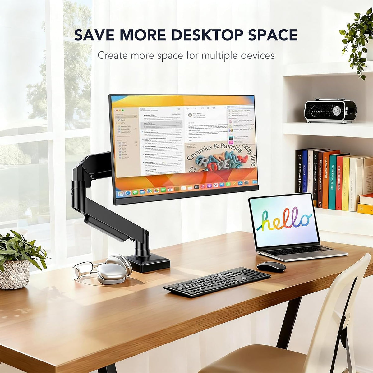 Single Monitor Mount, Gas Spring Arm for 17-32 inch Screens Adjustable Monito...