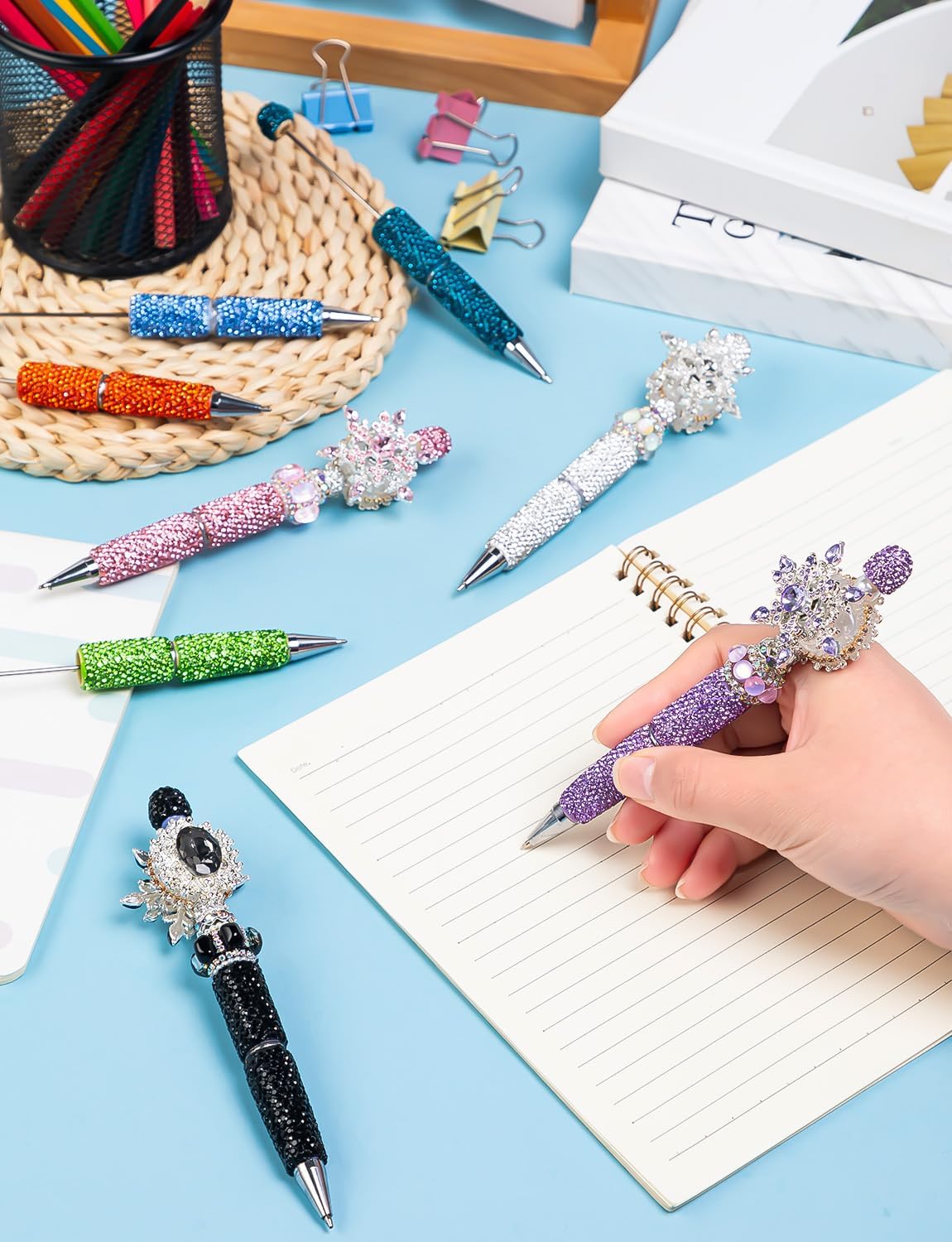 76Pcs Full Rhinestone Fancy Glitter Beadable Pens for Beads