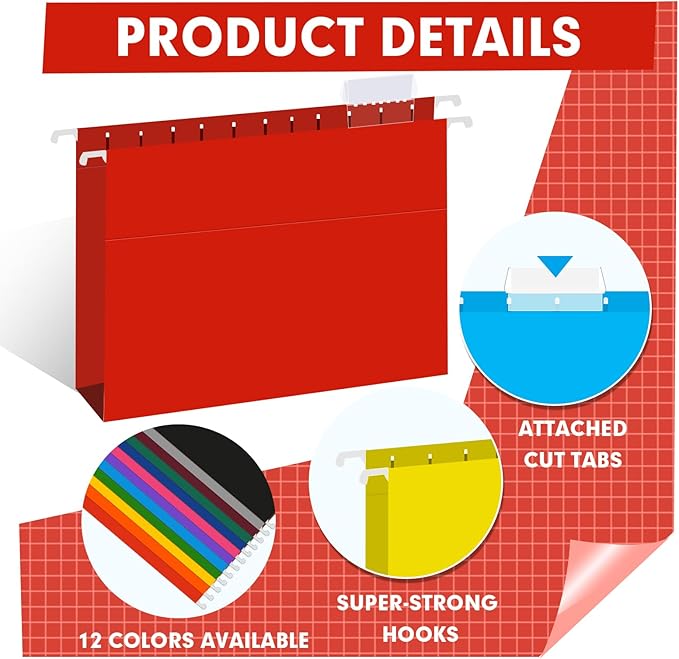 HERKKA Extra Capacity Hanging File Folders, 60 Pack Reinforced Letter Size - Image 5