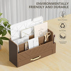 WISUCART Bamboo Desk Organizer Mail Holder Countertop Wood Desk Drawer Tabletop - Image 2
